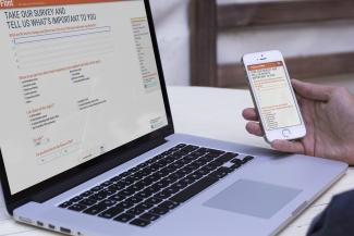 Focus on Flint website with mobile version, displaying the survey
