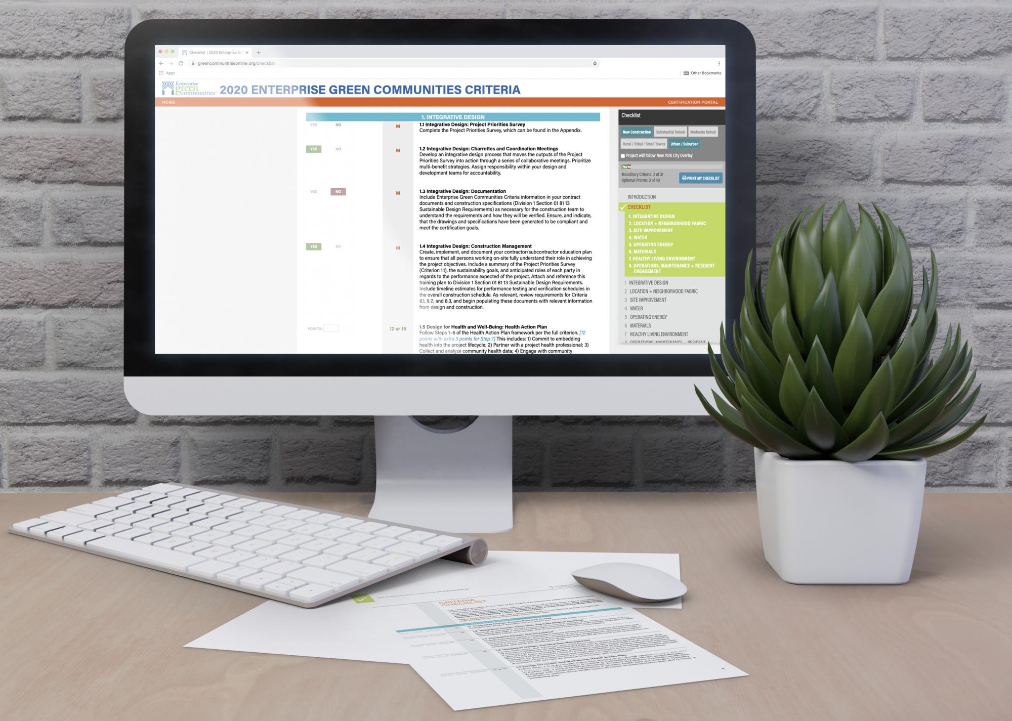 Green Communities Criteria on desktop
