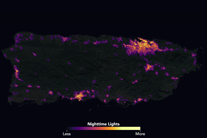 Night-time lighting across Puerto Rico one month after Hurricane Maria