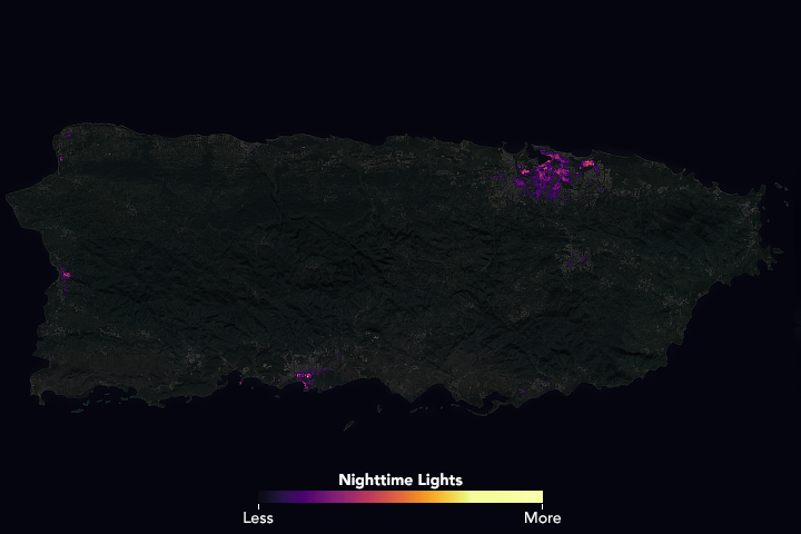 Night-time lighting across Puerto Rico before Hurricane Maria