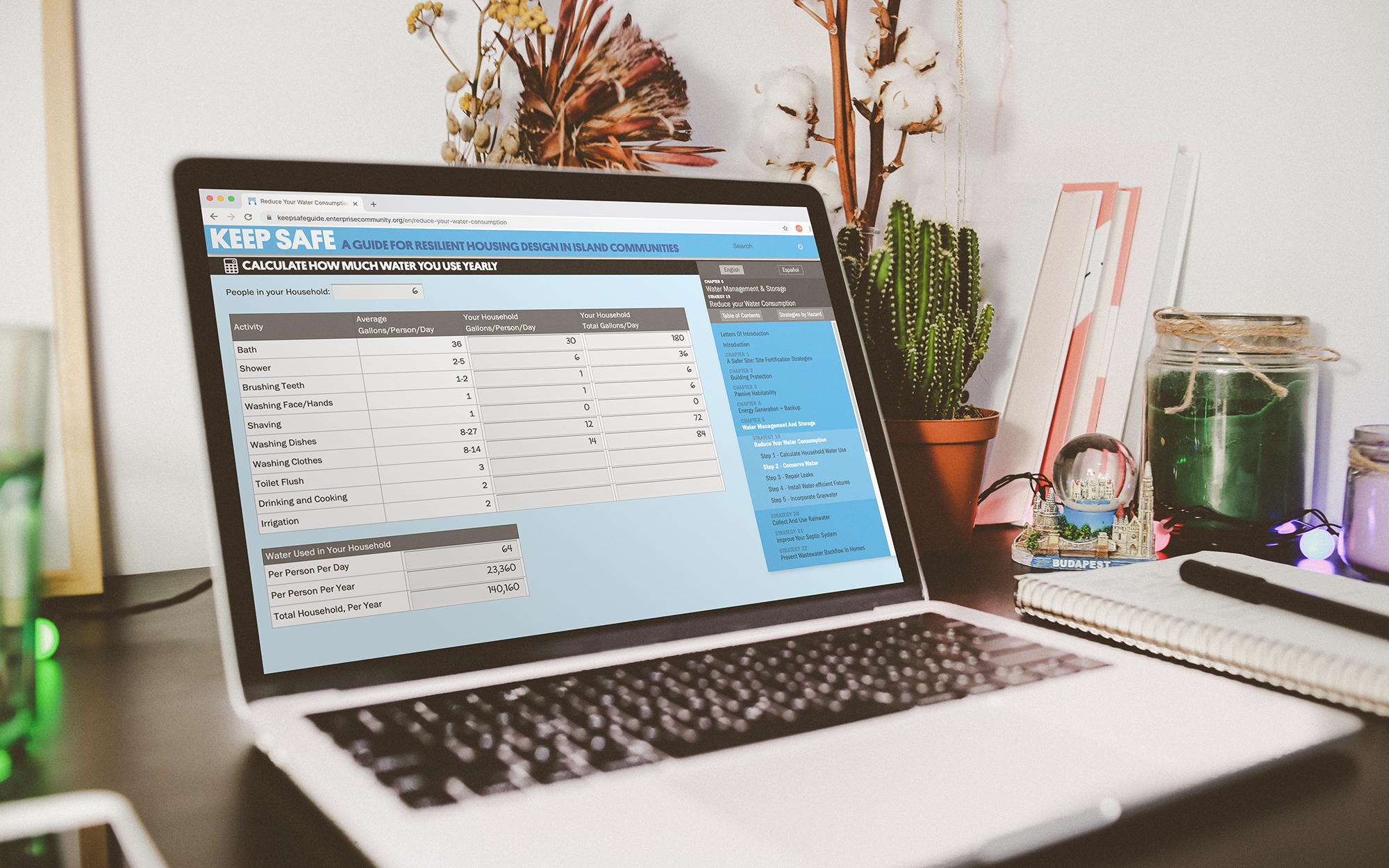 Keep Safe interactive calculator on a laptop