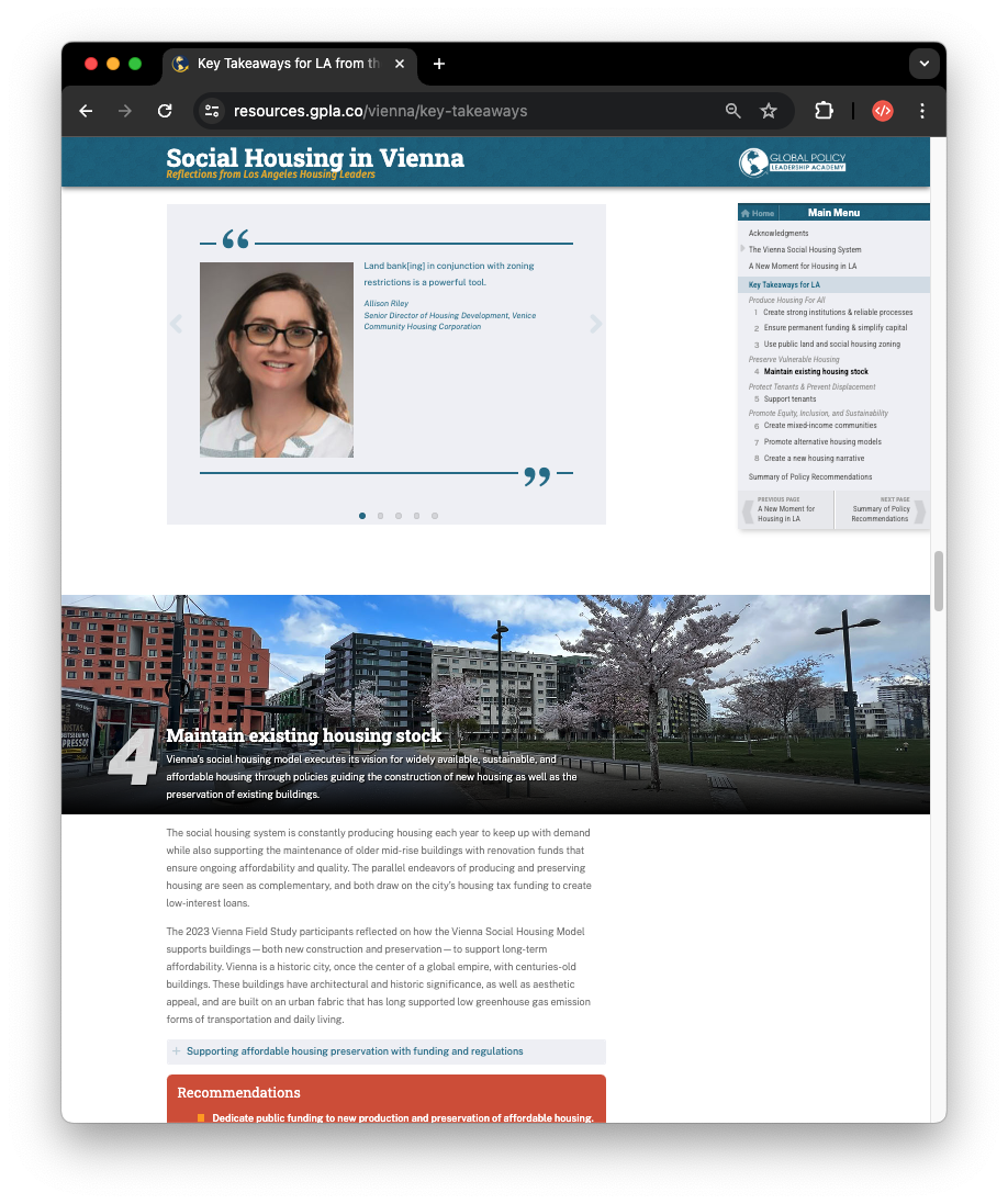 Social Housing in Vienna report — recommendations
