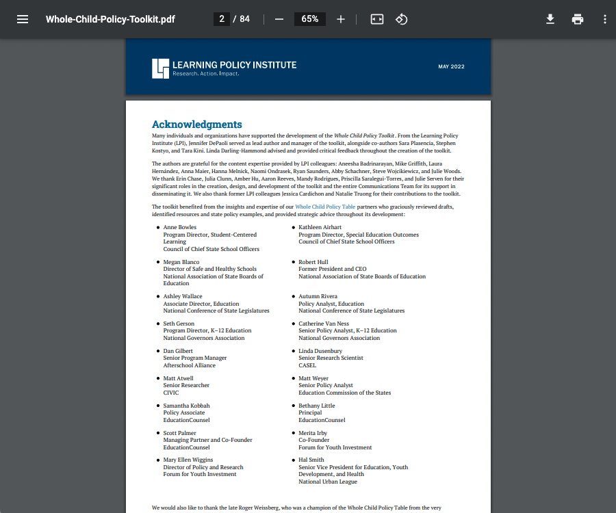 Whole Child Policy Toolkit — generated PDF page